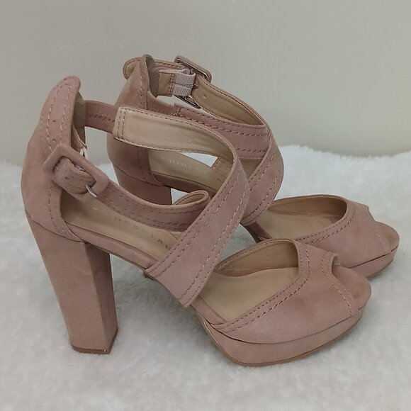 Chinese Laundry Strappy Sandals Open Toe Block Heel Blush Size 7 - Picture 4 of 9